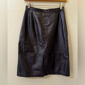 Comint Vintage Blk Soft Full Grain 100% Leather Skirt Pencil Women's Size 9/10